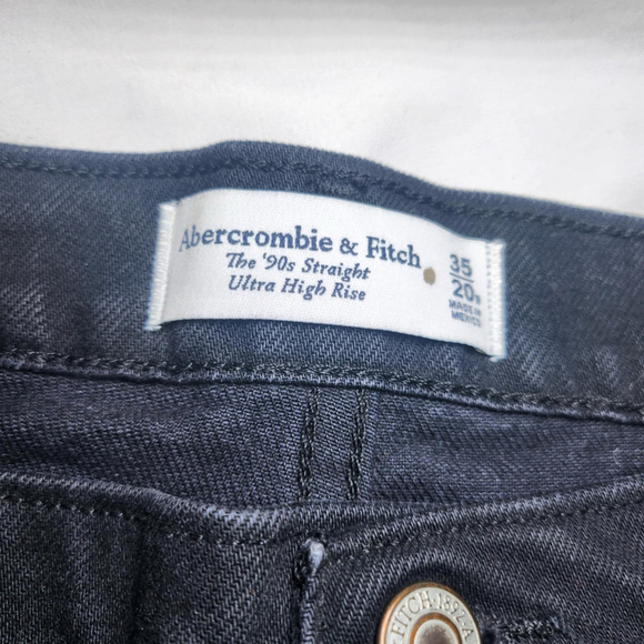 Abercrombie & Fitch The '90s Straight Ultra High Rise Jeans 35/20R Black - Picture 9 of 10